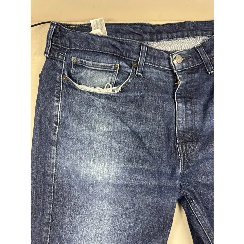 Levi’s 514 Mens 36x32 Blue Straight Leg Jeans Distressed Medium Wash Denim